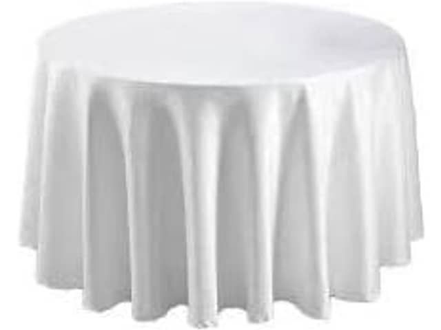 Runde duker i hvit polyester 260cm til leie i Søndre Nordstrand