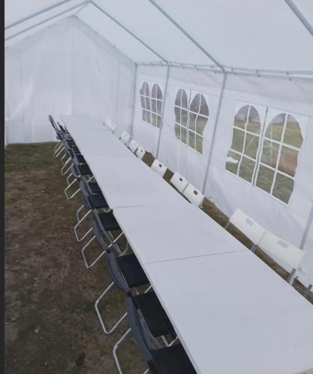 Hvitt partytelt med vinduer 3x8m- utleie, bilde 5 av 7