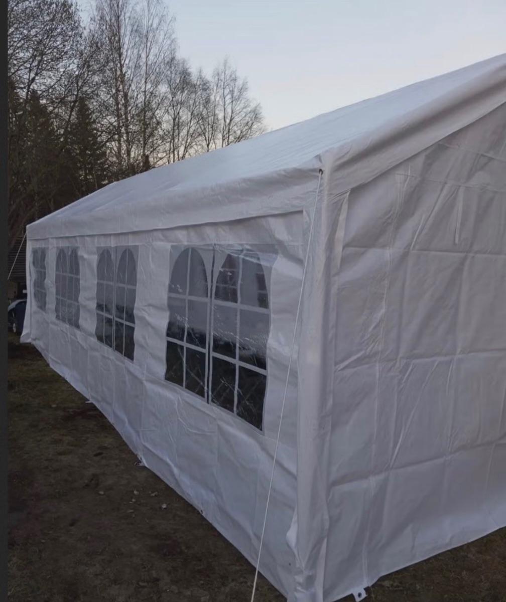 Hvitt partytelt med vinduer 3x8m- utleie, bilde 6 av 7